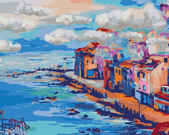 Malování podle čísel - MRÁČKY NAD MĚSTEM - 40x50 cm, bez rámu a bez vypnutí plátna