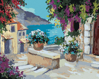 Malování podle čísel - PO SCHODECH K MOŘI - 80x100 cm, vypnuté plátno na rám