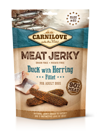 Carnilove Jerky kachni filet se sledem 100 g