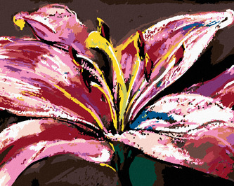 Malování podle čísel - VELKÁ RŮŽOVÁ LILIE - 80x100 cm, bez rámu a bez vypnutí plátna