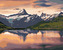 Malování podle čísel - VÝCHOD SLUNCE NA JEZEŘE BACHALPSEE - 80x100 cm, bez rámu a bez vypnutí plátna