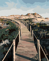 Malování podle čísel - DŘEVĚNÁ LÁVKA V PARKU SINTRA-CASCAIS - 80x100 cm, bez rámu a bez vypnutí plátna