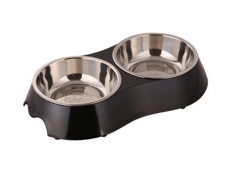 HUHU Melaminova miska cerna S dvojity