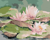 Malování podle čísel - RŮŽOVÉ JAPONSKÉ LEKNÍNY - 80x100 cm, vypnuté plátno na rám