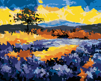 Malování podle čísel - LEVANDULOVÉ POLE V PROVENCE - 80x100 cm, vypnuté plátno na rám