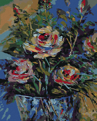 Malování podle čísel - RŮŽE V KBELÍKU - 40x50 cm, vypnuté plátno na rám