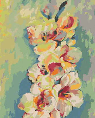 Malování podle čísel - ŽLUTÁ GLADIOLA - 40x50 cm, bez rámu a bez vypnutí plátna