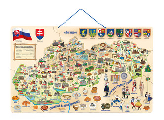 Magnetická mapa Slovenska s obrázkami a spoločenská hra 3v1