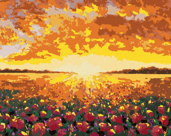 Malování podle čísel - KVĚTINOVÉ POLE VE FRANCII - 80x100 cm, bez rámu a bez vypnutí plátna