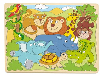 Puzzle na desce ´´Africká veselá zvířátka´´