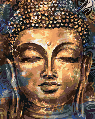 Malování podle čísel - BUDDHA S ORNAMENTY - 80x100 cm, bez rámu a bez vypnutí plátna