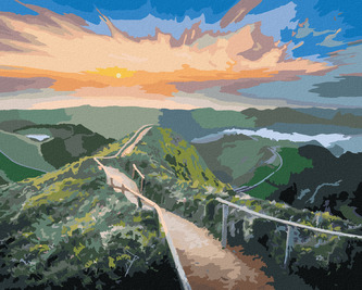Malování podle čísel - HORSKÁ KRAJINA S TURISTICKOU STEZKOU - 40x50 cm, vypnuté plátno na rám