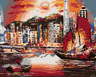 Malování podle čísel - HONG KONG - 80x100 cm, bez rámu a bez vypnutí plátna