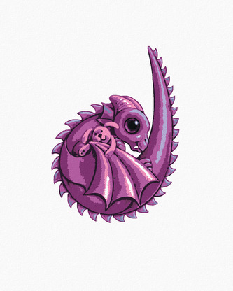 Malování podle čísel - DRÁČEK VE TVARU PÍSMENKA D (SUE ELLEN BROWN) - 80x100 cm, vypnuté plátno na rám