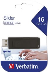 16GB USB Flash 2.0 SLIDER Store'n'Go černý Verbatim P-blist