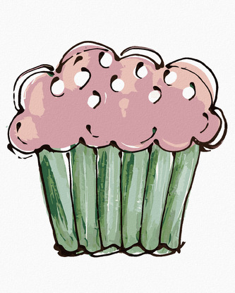 Malování podle čísel - RŮŽOVÝ CUPCAKE 2 (HALEY BUSH) - 80x100 cm, bez rámu a bez vypnutí plátna