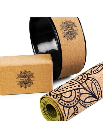 Spokey - SAVASANA Korkový jóga SET kruh,blok,podložka