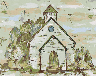 Malování podle čísel - KOSTEL (HALEY BUSH) - 40x50 cm, bez rámu a bez vypnutí plátna
