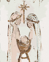 Malování podle čísel - BETLÉM MARIE, JOSEF A JEŽÍŠEK III (HALEY BUSH) - 80x100 cm, bez rámu a bez vypnutí plátna