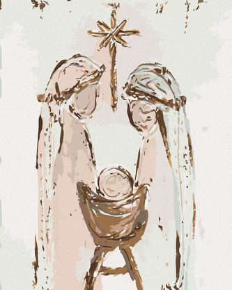 Malování podle čísel - BETLÉM MARIE, JOSEF A JEŽÍŠEK III (HALEY BUSH) - 80x100 cm, bez rámu a bez vypnutí plátna