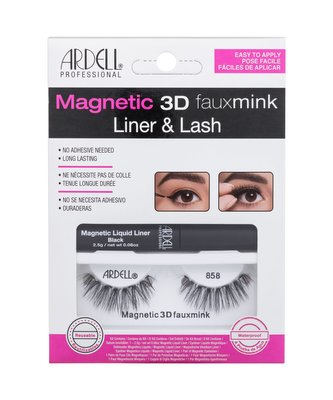Ardell Magnetic umělé řasy Magnetic 3D Fauxmink 858 1 ks + magnetická tekutá gelová linka Magnetic Liquid Liner 2,5 g Black