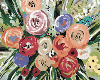 Malování podle čísel - KYTICE RŮŽÍ (HALEY BUSH) - 80x100 cm, vypnuté plátno na rám