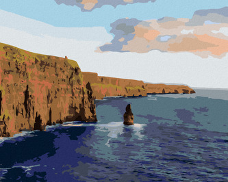 Malování podle čísel - PODÉL ÚTESŮ, MOHERSKÉ ÚTESY IRSKO (TED DAVIS) - 80x100 cm, vypnuté plátno na rám