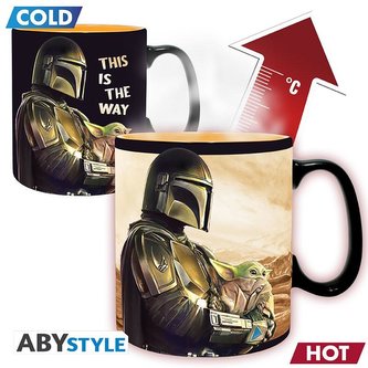 Mandalorian  Měnící keramický hrnek 460 ml - Mando&Grogu;