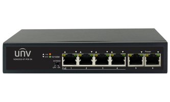 UNV Switch NSW2010-6T2GC-POE-IN / 6x 100Mbps RJ-45/ 1.2Gbps/ 0.90Mpps/ 4x PoE 802.3at/af