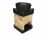 Aroma lampa keramika, černá, světlá, dekor slon