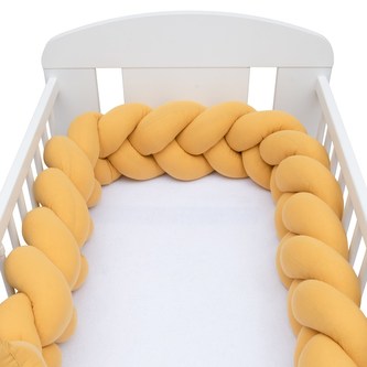 Ochranný mantinel do postýlky cop mušelínový New Baby hořčicový