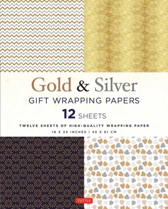 Silver and Gold Gift Wrapping Papers - 12 Sheets