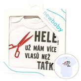 Body s potiskem New Baby Více vlasů než taťka - dárkové balení - velikost 86 (12-18m)