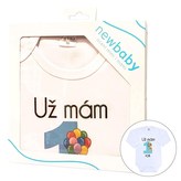 Body s potiskem New Baby Už mám 1 rok modré - dárkové balení - velikost 80 (9-12m)