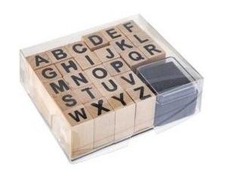 Drevené pečiatky Abeceda + Čísla - mix motívov 26 ks