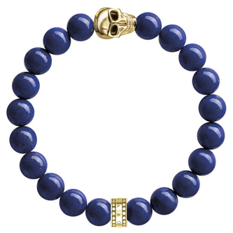 Náramek "Lebka" Thomas Sabo, A1535-932-32-L19, Sterling Silver, 925 Sterling silver, 18k yellow gold plating, simulated lapis lazuli