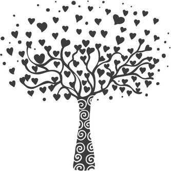 Dřevěné razítko Aladine velikost G - srdíčkový strom