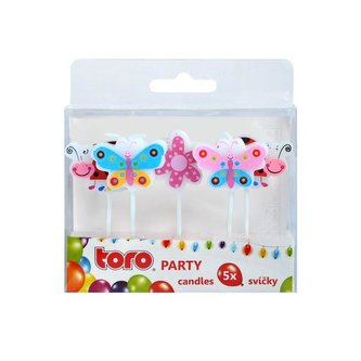 Sviečky zapichovací motýliky a lienky 5ks TORO
