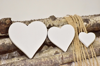 Drevené srdce biele, súprava 20 ks