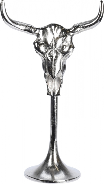 Hliníková lebka býka na podstavci 44x23,5x14 cm