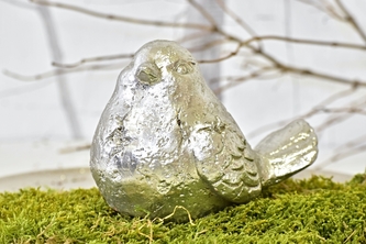 Keramický ptáček Ollie M, stříbrný