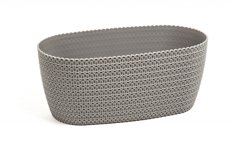 Plastový kvetináč Jersey, oválny 37,5 cm, sivý