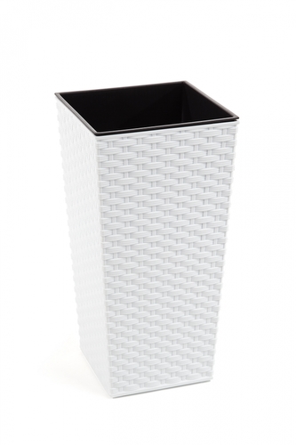 Plastový kvetináč Finezia ratan 350x350 mm, biely