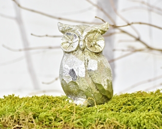 Keramická sova Alex S, stříbrná