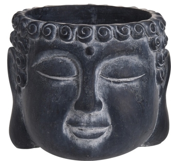 Betonový květináč Buddha 12,5x16 cm, tmavě šedý