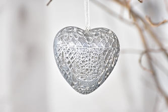 Dekorace srdce Ornament Silver M