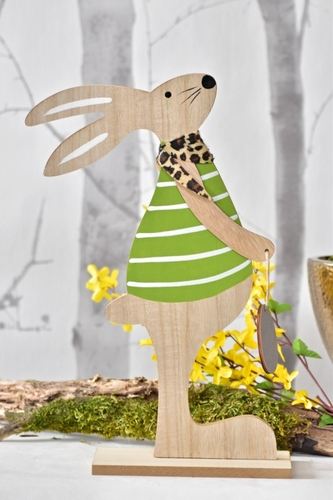 Dřevěný zajíc s vajíčkem 36,5 cm, zelený