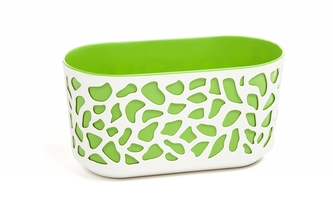 Plastový květináč Duet 400x195 mm, krémový/světle zelený