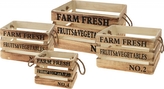 Drevené debničky FARM FRESH s/4, hnedé