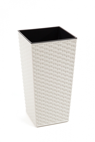 Plastový kvetináč Finezia ratan 350x350 mm, krémový